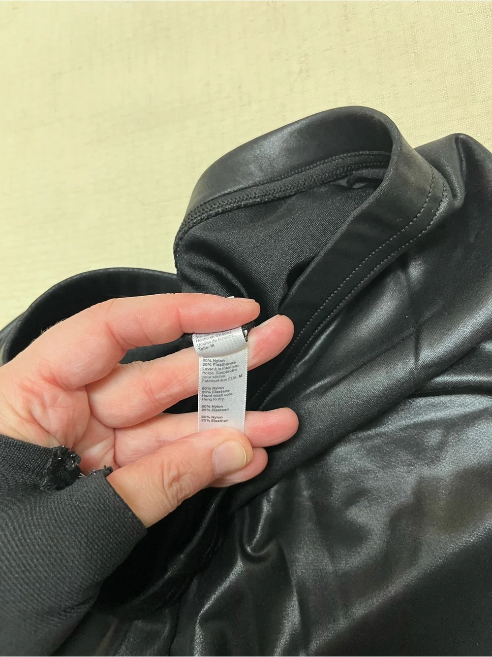 American Apparel M black wet look crop leggings